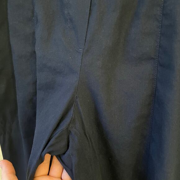 J.Jill Linen Wide Leg Pants Medium Petite Navy Stretch Cropped Nautical Beach - Picture 12 of 13